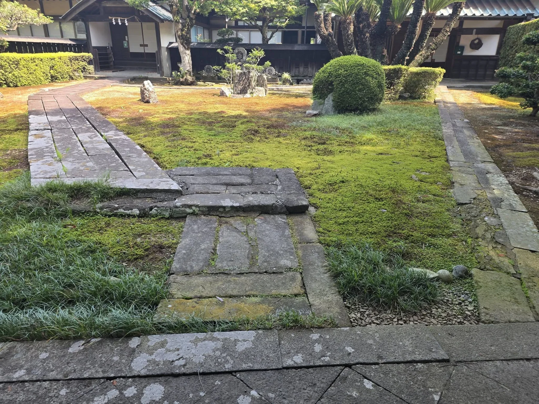 医王寺庭園の苔と石畳