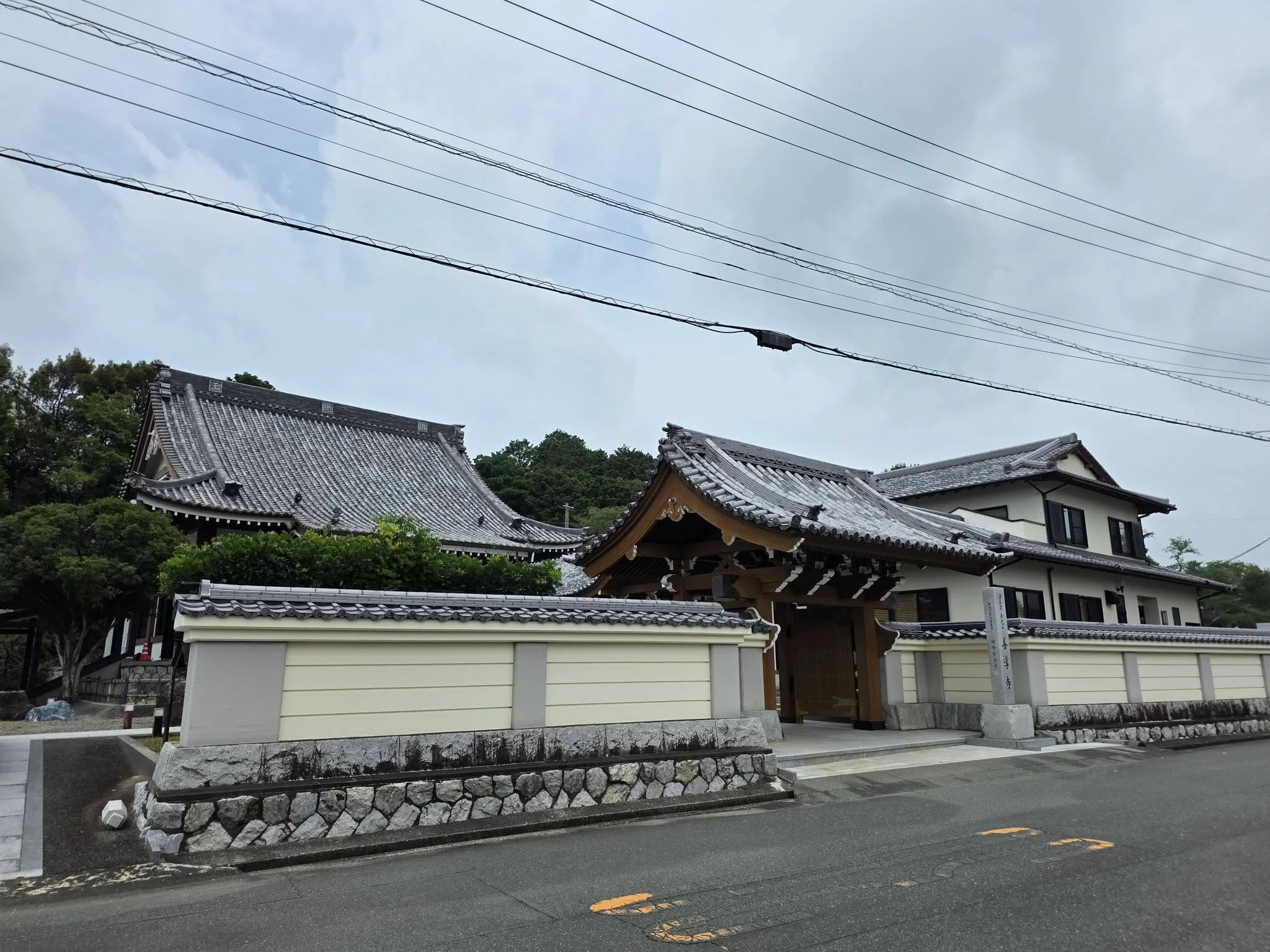 通りから見た善導寺の伽藍